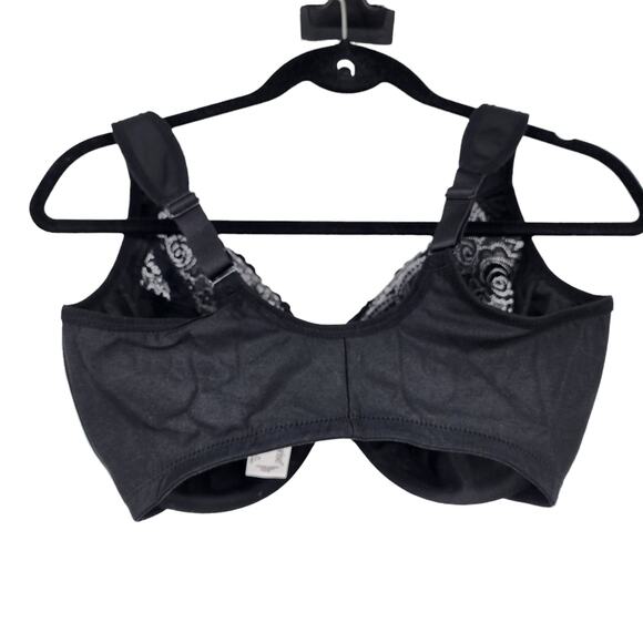 Glamorise Black WonderWire Front Closure Underwire Full Coverage Bra Size 38H - Picture 3 of 5